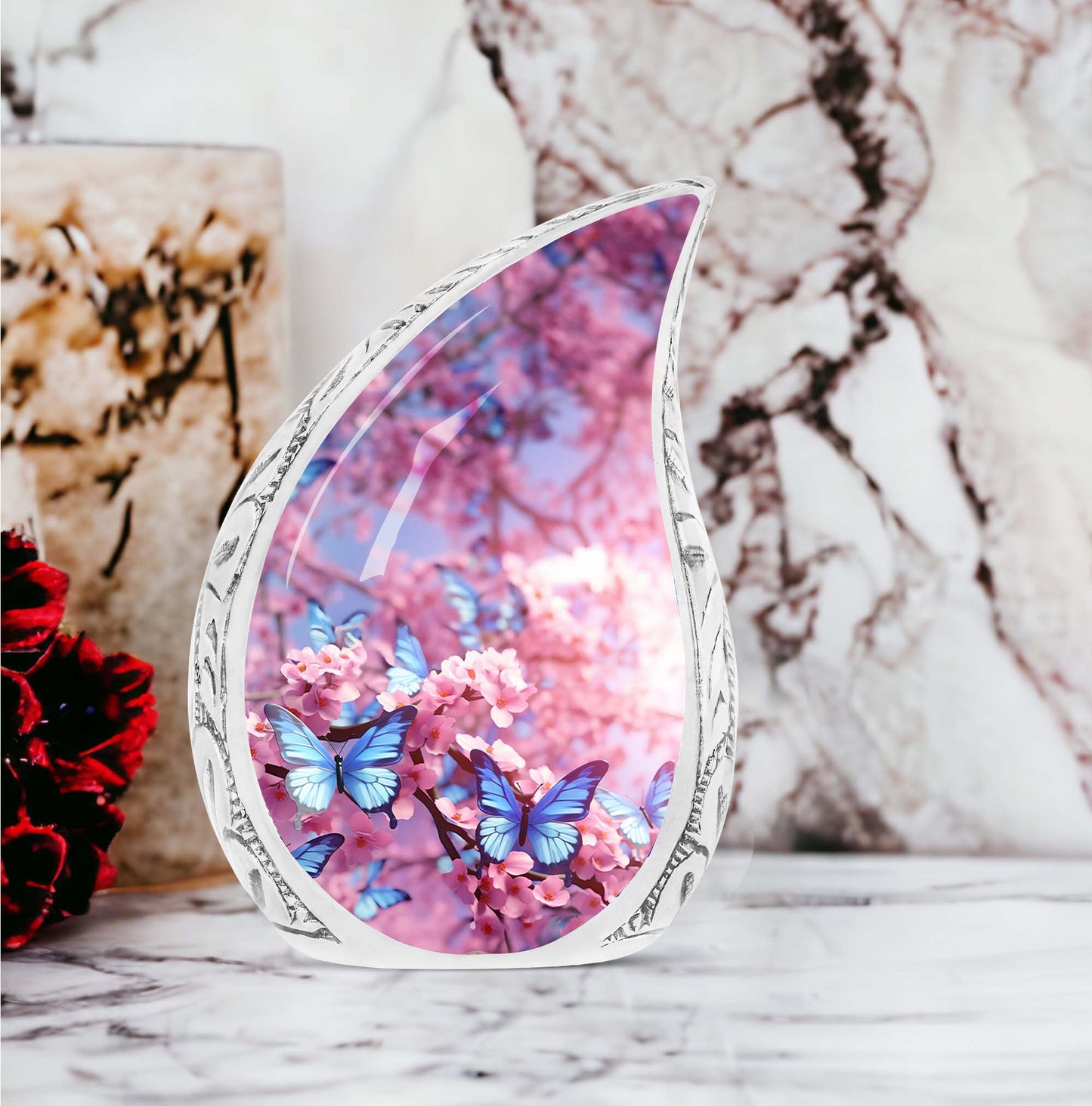 Personalized purple butterfly 3-inch classic urn for ashes.