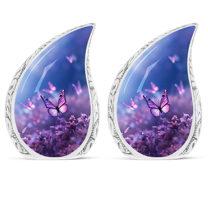 Blue Butterfly Urn, large classic cremation urn for ashes.