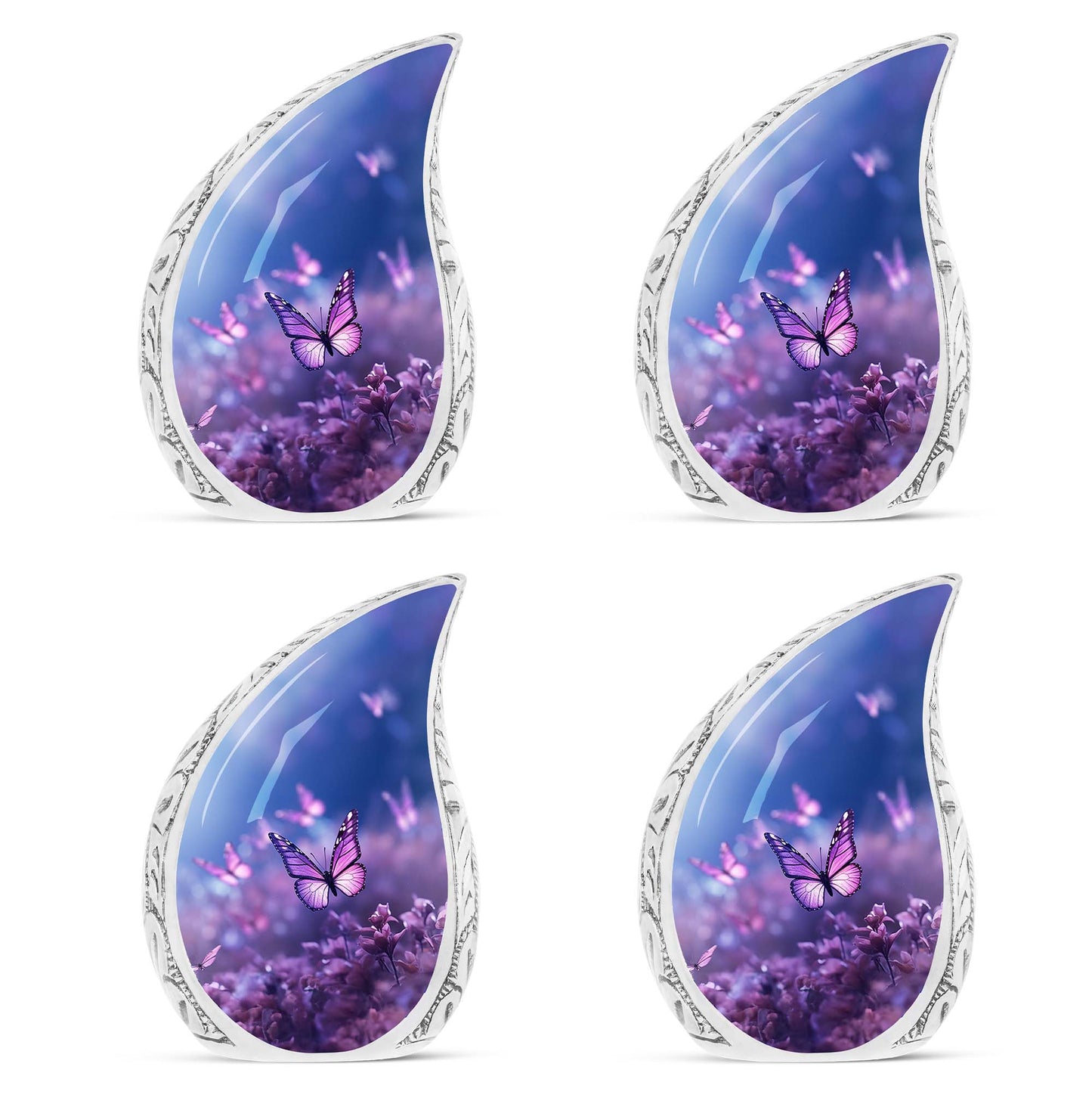 Blue Butterfly Urn, large classic cremation urn for ashes.