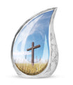 Classic blue Christ Urn Cremation urn.