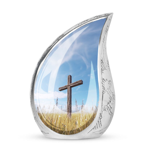 Classic blue Christ Urn Cremation urn.