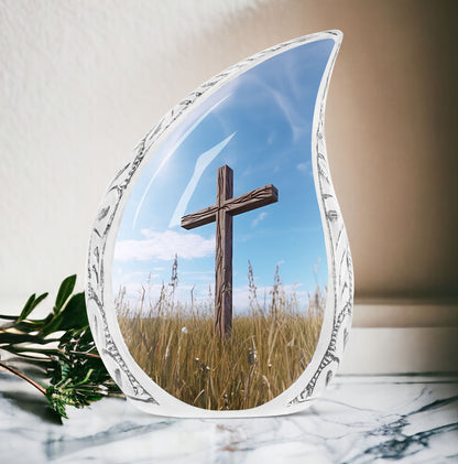 Classic blue Christ Urn Cremation urn.