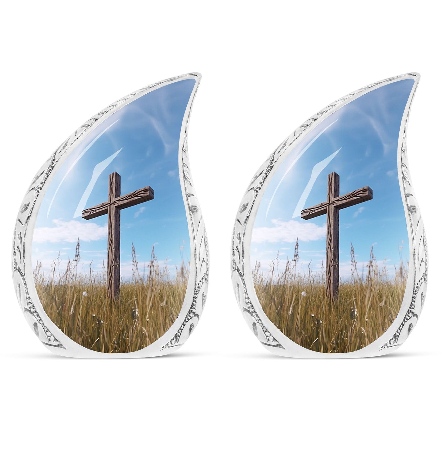 Classic blue Christ Urn Cremation urn.