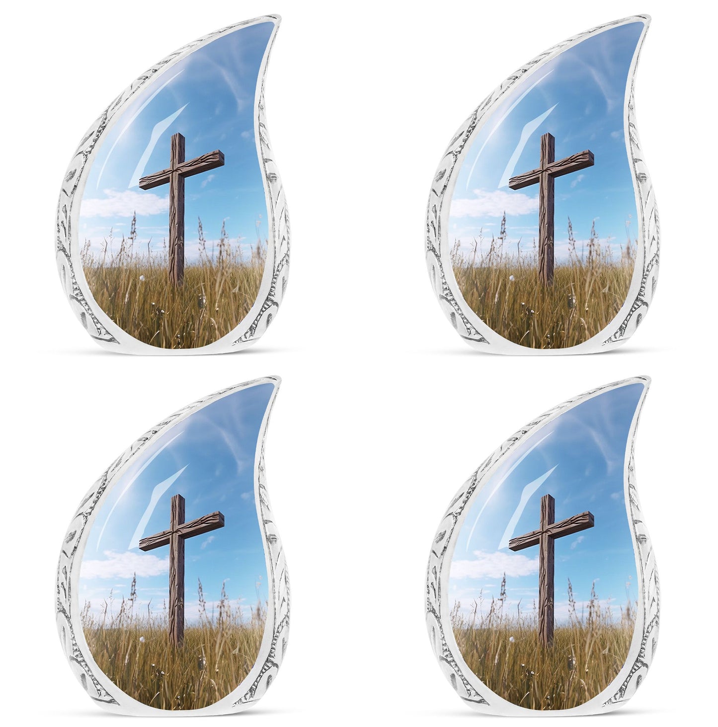 Classic blue Christ Urn Cremation urn.