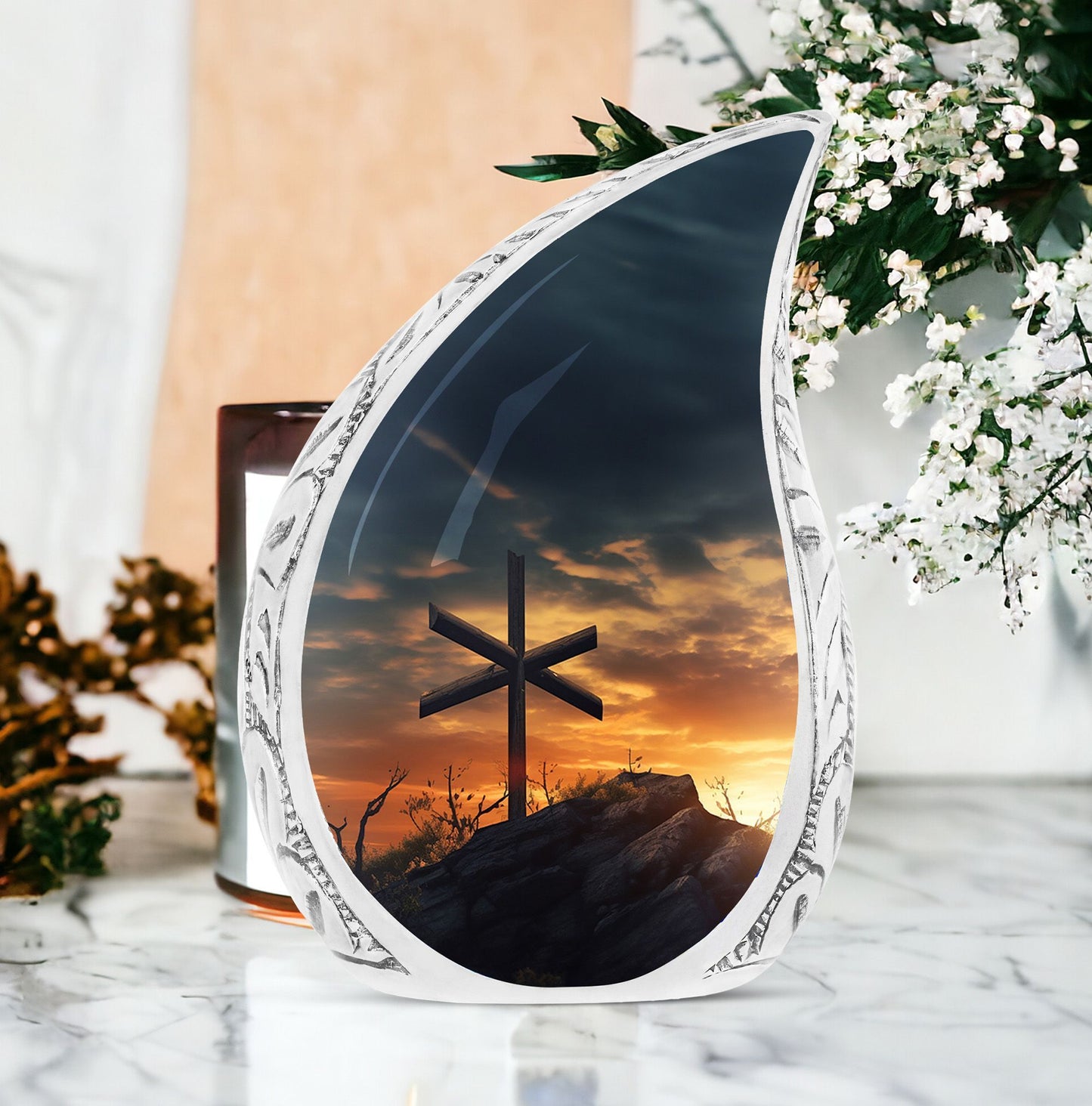 Classic Christ Cross Urn.