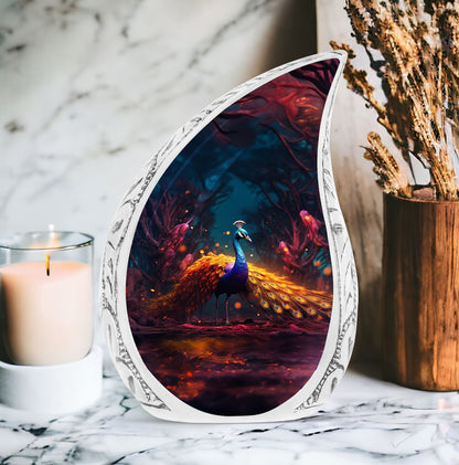 Blue Peacock Custom Cremation Urn For Ashes