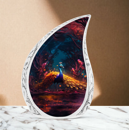 Blue Peacock Custom Cremation Urn For Ashes