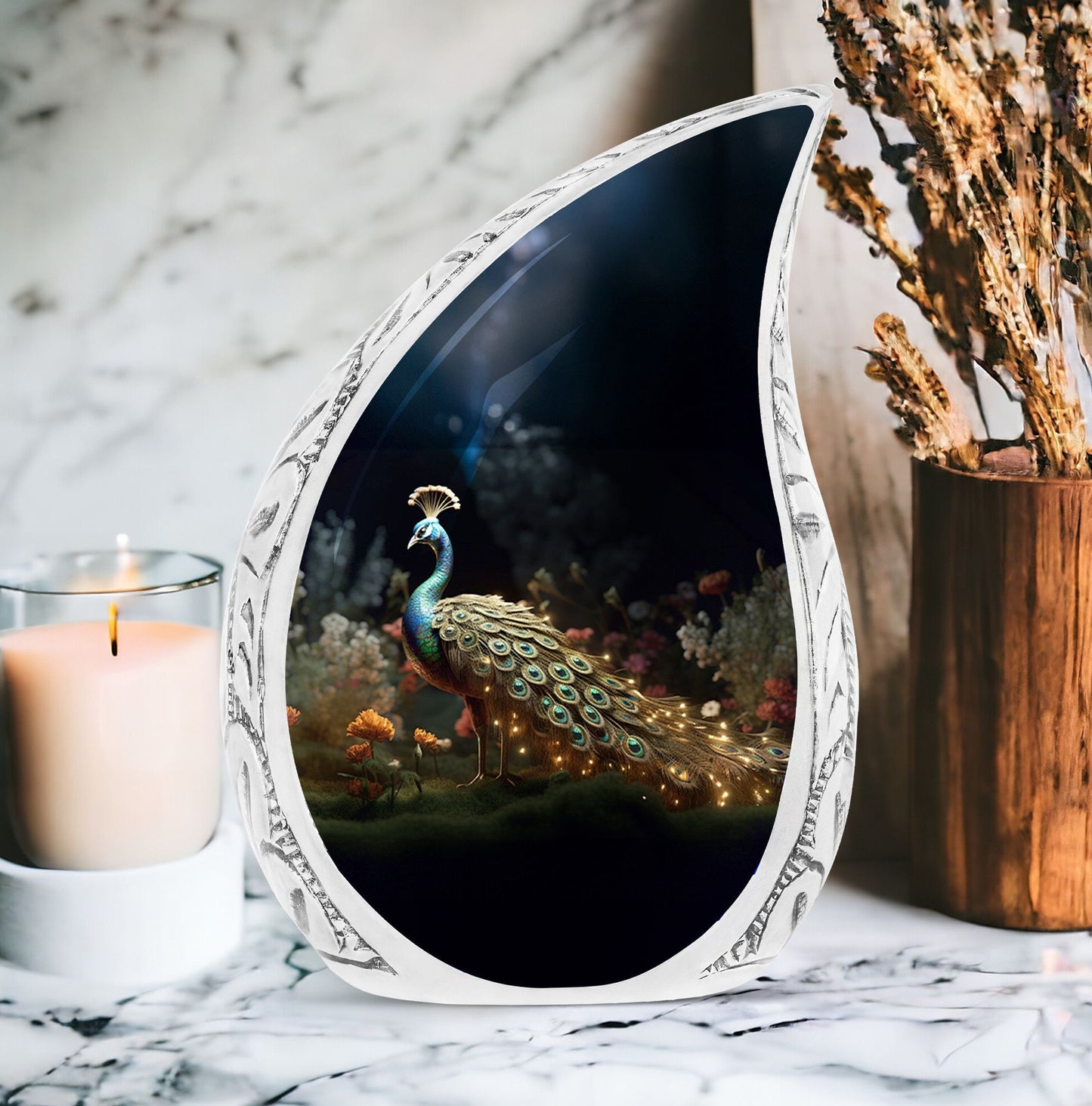 Classic 3-inch Peacock Cremation Urn for Ashes