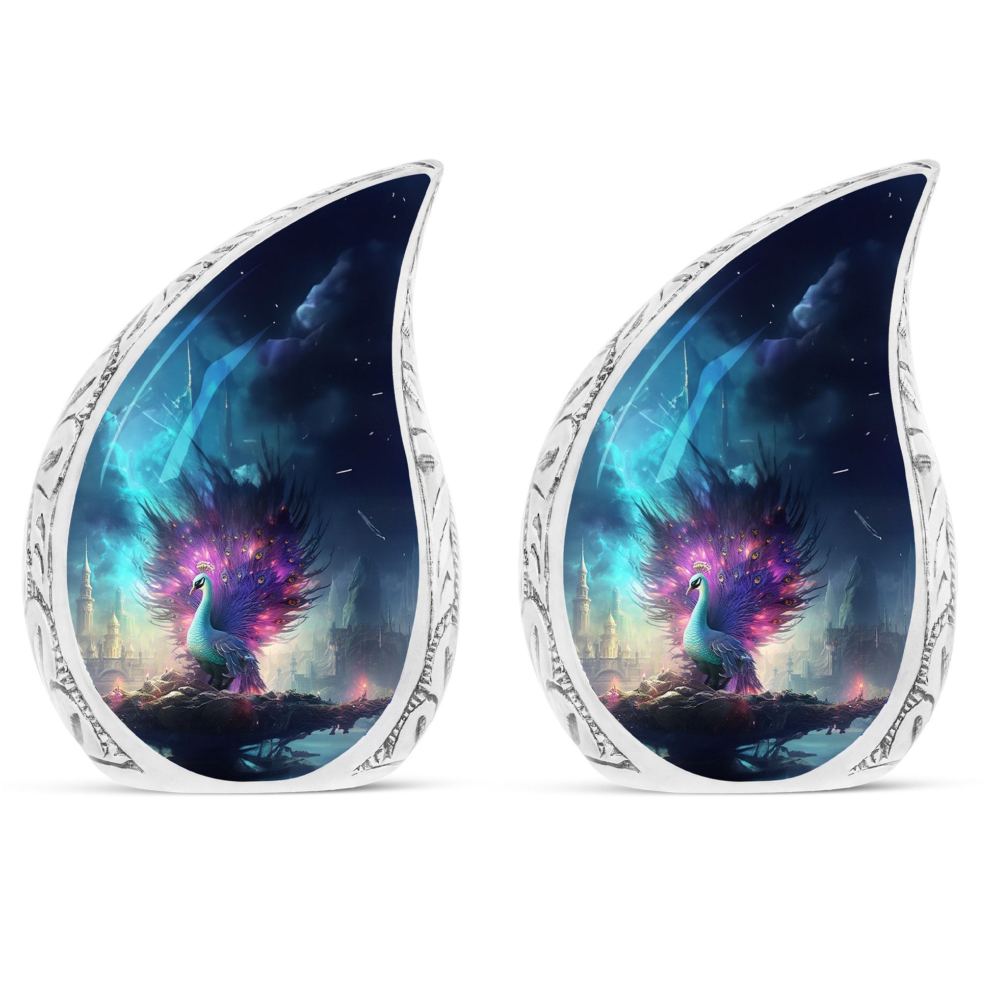 Aluminium Peacock Memorial Urn, 3 Inch Large Cremation Urn