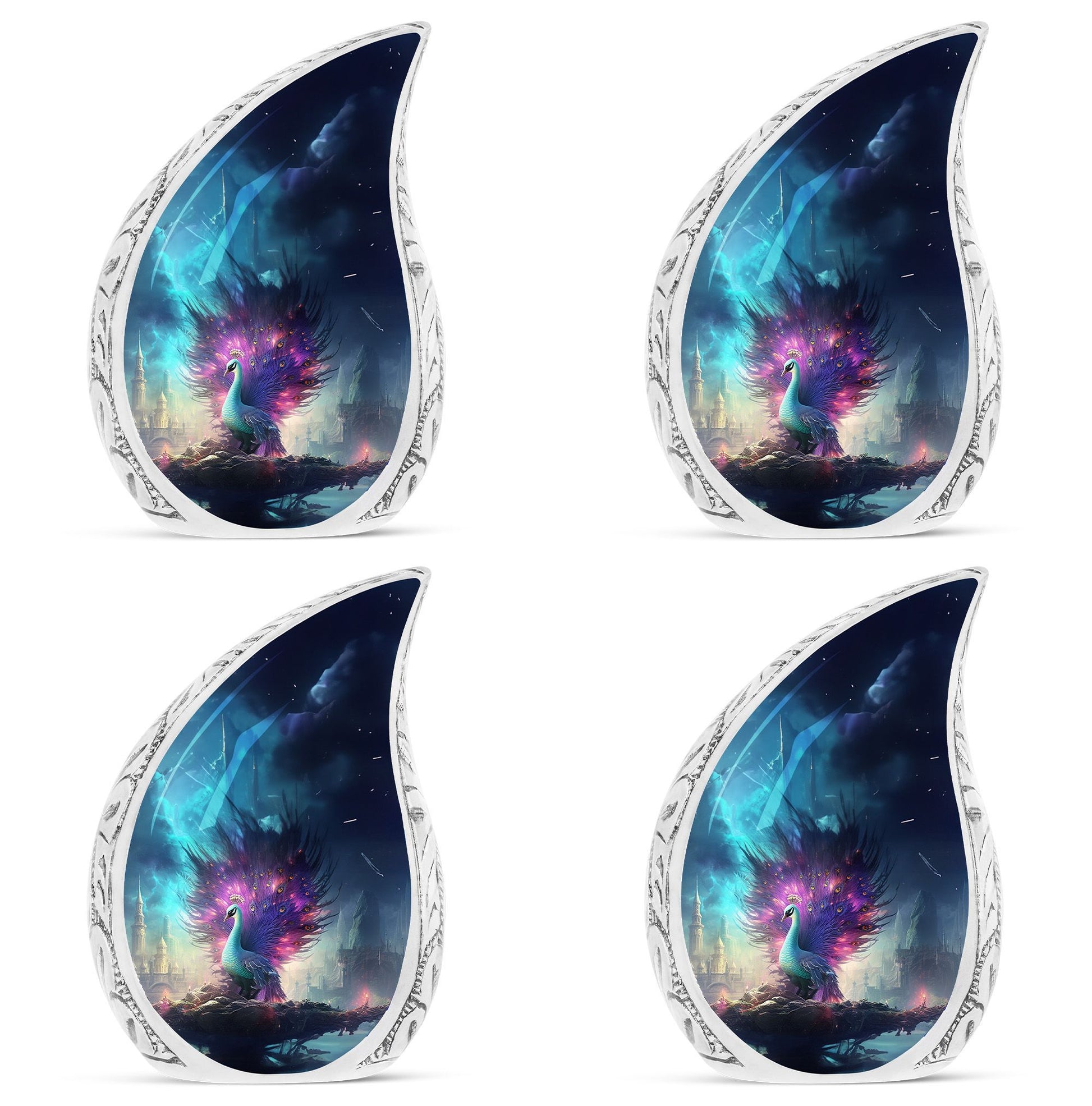 Aluminium Peacock Memorial Urn, 3 Inch Large Cremation Urn