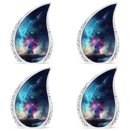 Aluminium Peacock Memorial Urn, 3 Inch Large Cremation Urn