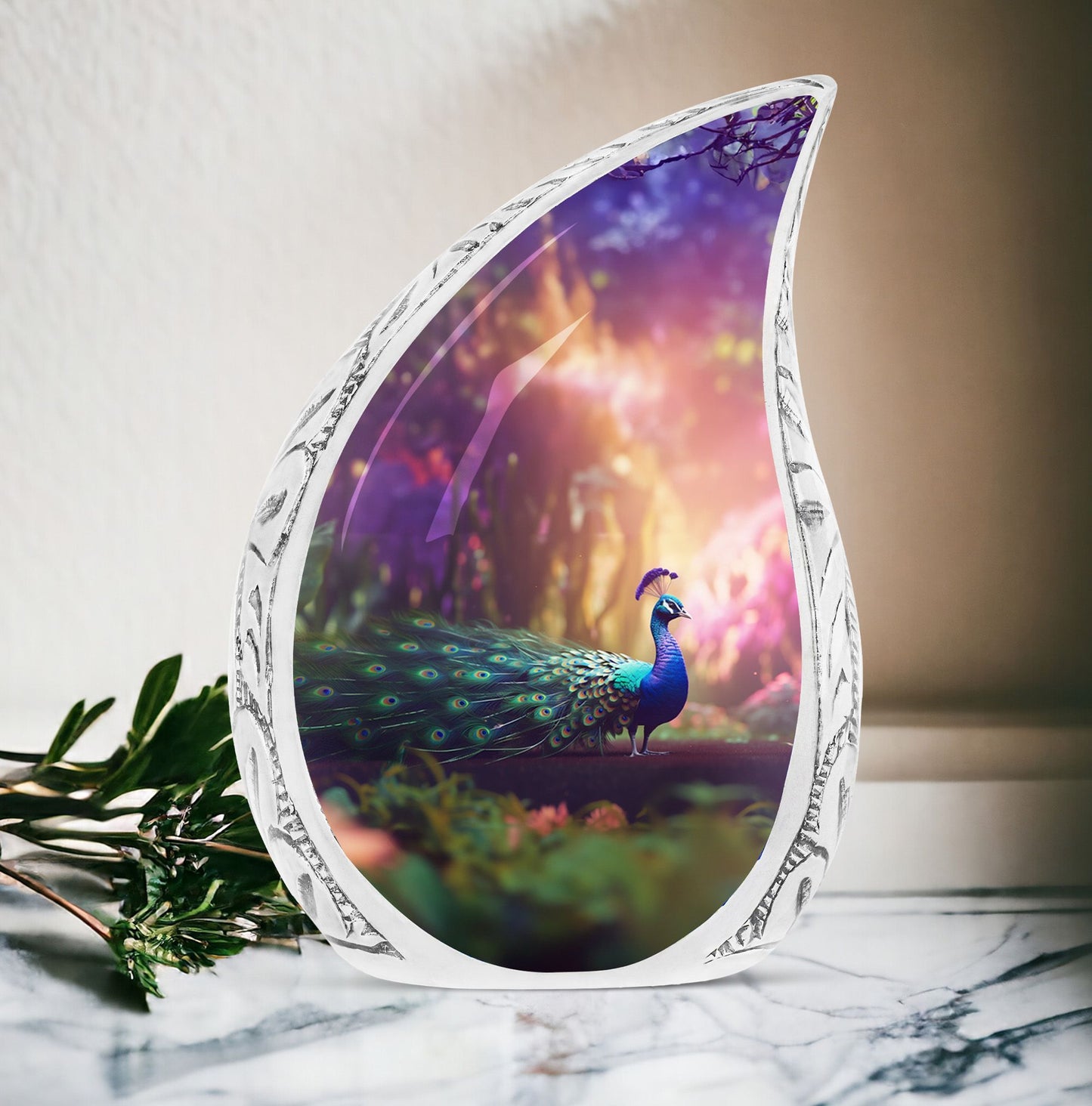 Classic Design 3 Inch Peacock Urn for Adult Ashes.