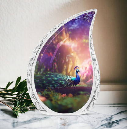 Classic Design 3 Inch Peacock Urn for Adult Ashes.