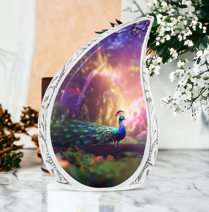 Classic Design 3 Inch Peacock Urn for Adult Ashes.