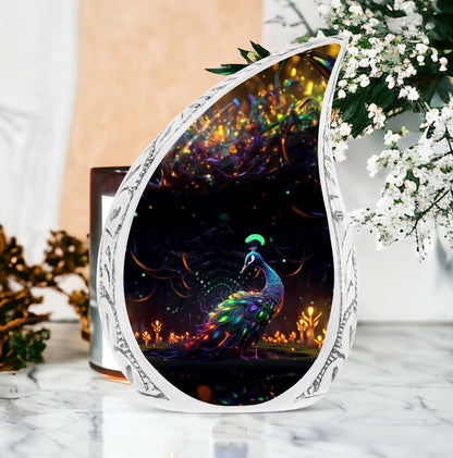10-inch Classic Peacock Urn crafted from Aluminium.