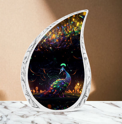 10-inch Classic Peacock Urn crafted from Aluminium.