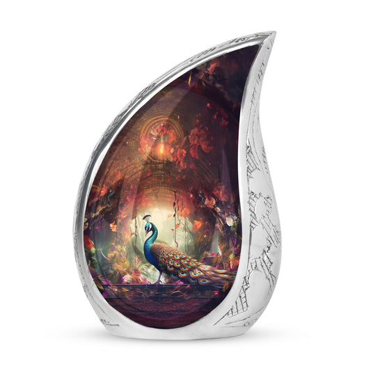 3 inch Peacock Memorial Urn, versatile modern urn.