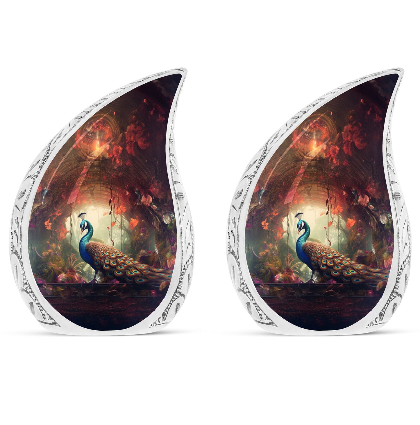 3 inch Peacock Memorial Urn, versatile modern urn.