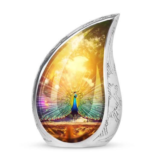 Classic Peacock Urn for Human Cremation Ashes.