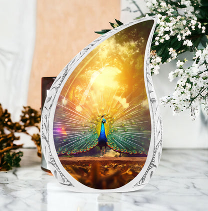 Classic Peacock Urn for Human Cremation Ashes.