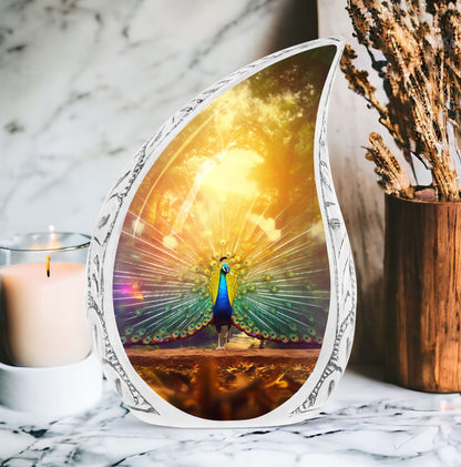 Classic Peacock Urn for Human Cremation Ashes.