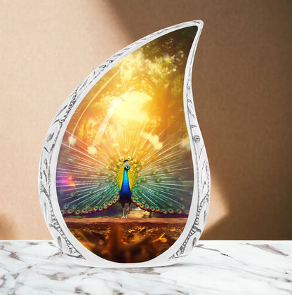 Classic Peacock Urn for Human Cremation Ashes.