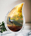 Classic 3-inch peacock urn in aluminum, a valued memorial gift and cremation urn