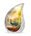 Classic 3-inch peacock urn in aluminum, a valued memorial gift and cremation urn