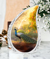 Classic 3-inch peacock urn in aluminum, a valued memorial gift and cremation urn