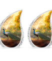 Classic 3-inch peacock urn in aluminum, a valued memorial gift and cremation urn