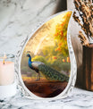 Classic 3-inch peacock urn in aluminum, a valued memorial gift and cremation urn