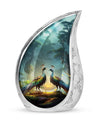Classic peacock memorial urn for human ashes.