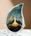 Classic peacock memorial urn for human ashes.