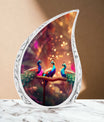 Peacock Cremation Urn for storing human ashes.