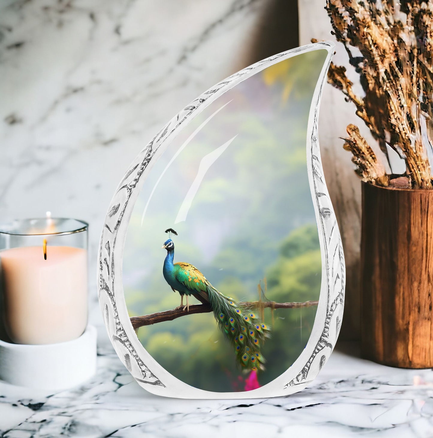 Classic Peacock Urn for Ashes for Adults