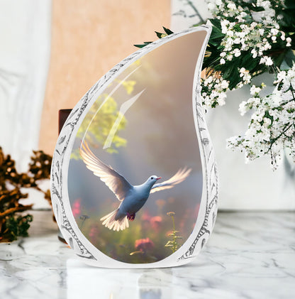 Classic Dove Cremation Urn, aluminium large cremation urn