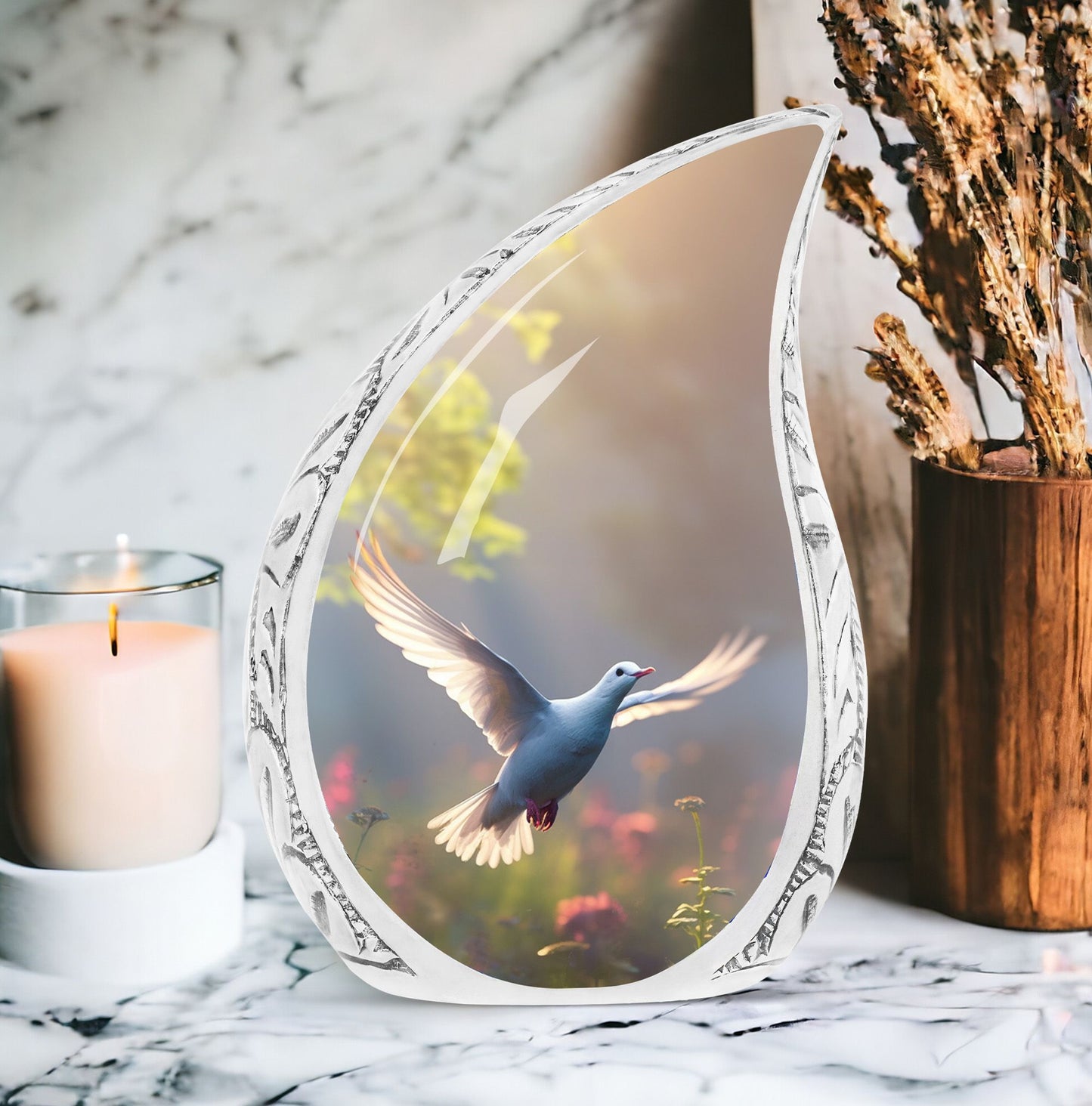 Classic Dove Cremation Urn, aluminium large cremation urn