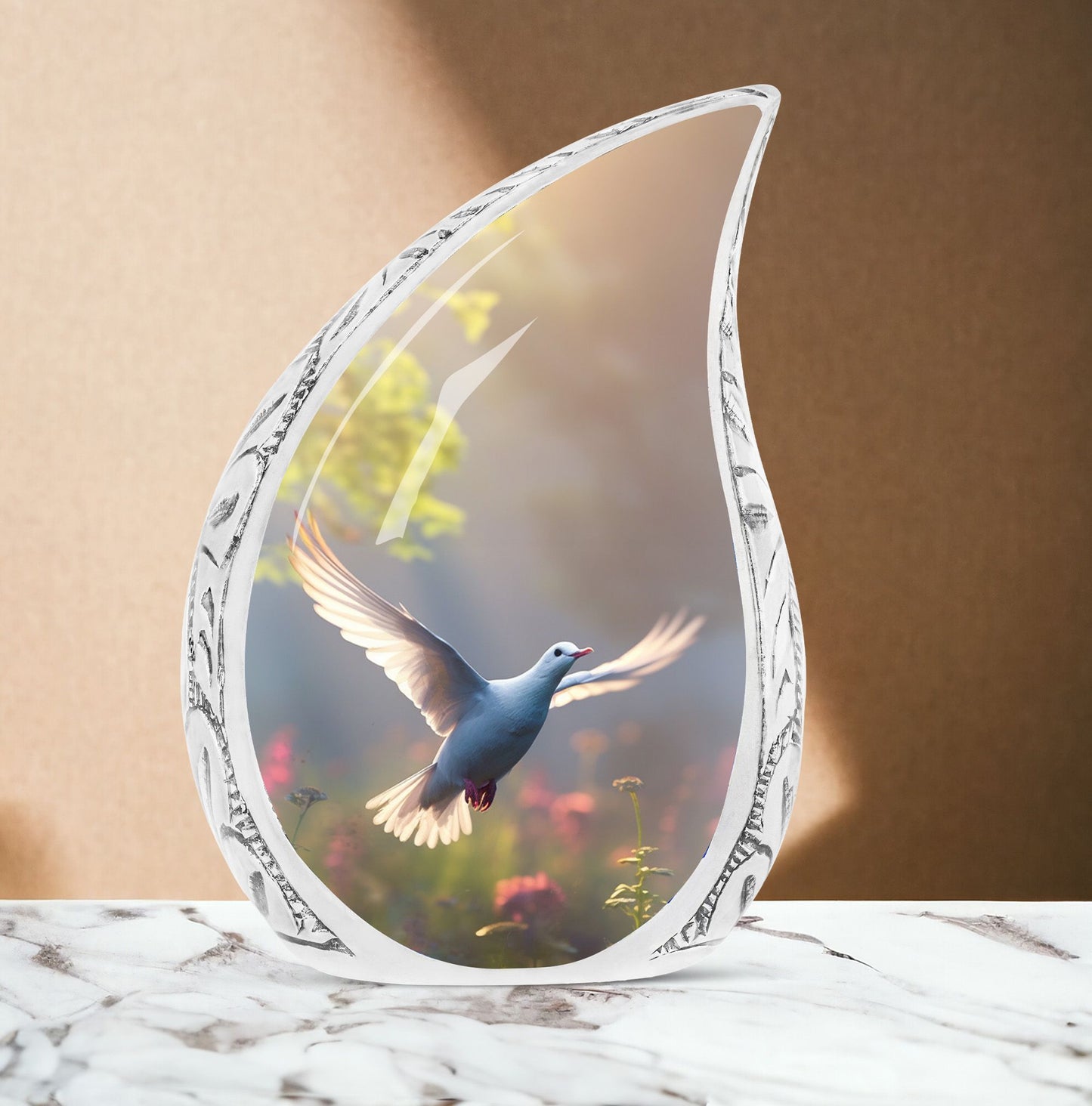 Classic Dove Cremation Urn, aluminium large cremation urn