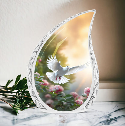 Dove flying design on a 3-inch Classic Memorial Urn for Ash.
