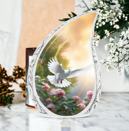 Dove flying design on a 3-inch Classic Memorial Urn for Ash.
