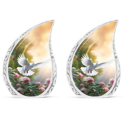 Dove flying design on a 3-inch Classic Memorial Urn for Ash.