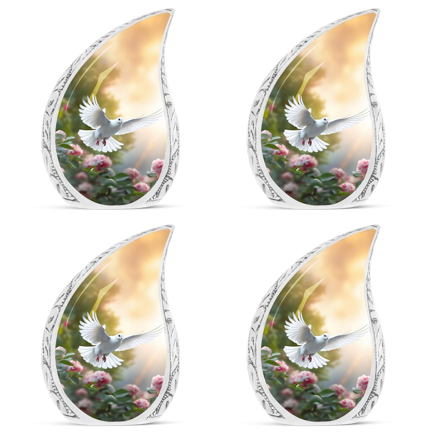 Dove flying design on a 3-inch Classic Memorial Urn for Ash.