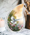 Dove flying design on a 3-inch Classic Memorial Urn for Ash.