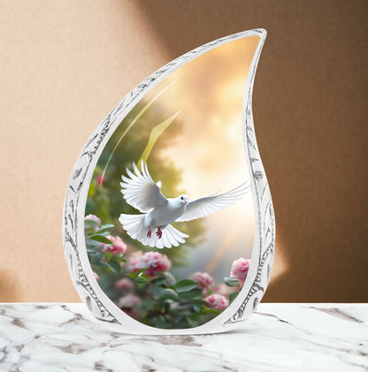 Dove flying design on a 3-inch Classic Memorial Urn for Ash.