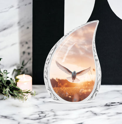 3-Inch large Dove Urn for Ashes in classic design.