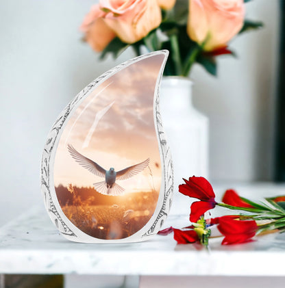 3-Inch large Dove Urn for Ashes in classic design.