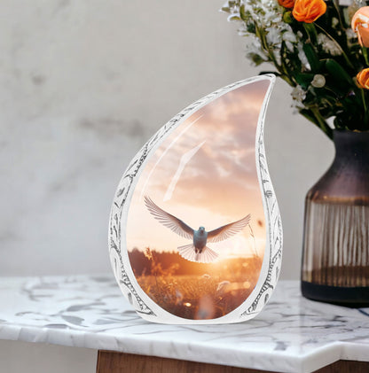 3-Inch large Dove Urn for Ashes in classic design.