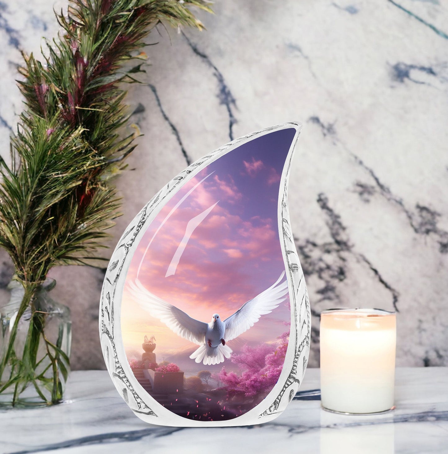 Classic Dove Cremation Urn designed for human ashes.