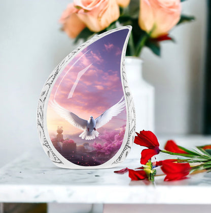 Classic Dove Cremation Urn designed for human ashes.