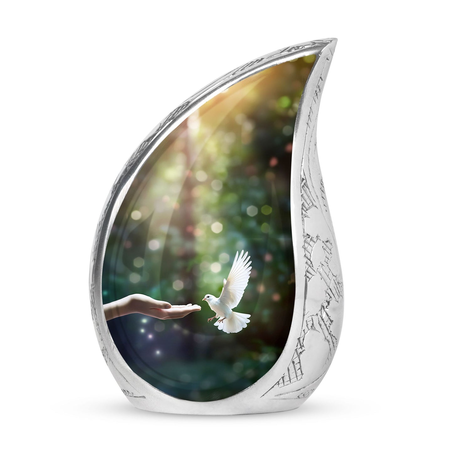 Dove Memorial Urn, Large Aluminium Cremation Urn 